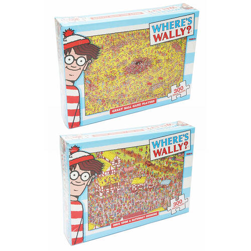 2x 300pc Where's Wally Puzzle Saturday Morning & Game Players