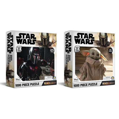 1000pc Star Wars Puzzle Kids Puzzle Combo Baby Yoda & Mandalorian with Baby Yoda