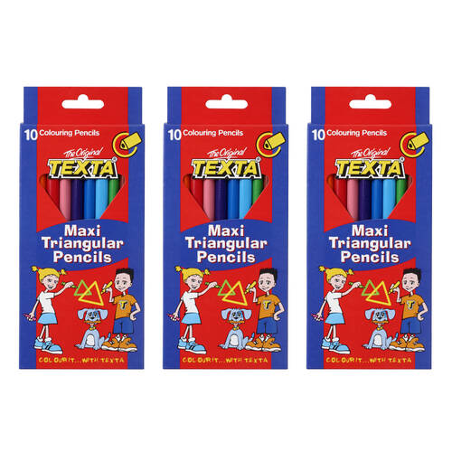 3x 10pc Texta Maxi Triangular Colouring Pencils