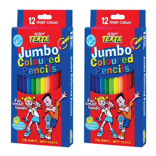 2x 12pc Texta Jumbo Colouring Pencils