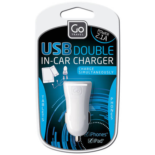 Go Travel USB In-Car Charger - White