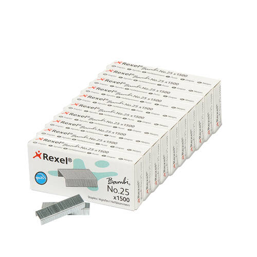 10x 1500 Rexel No.25 Bambi Staples