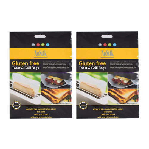 2x 4pc Nostik Reusable 17.5/25cm Gluten-Free Grill & Toast Bag Set