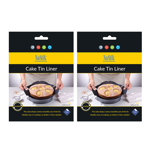 2x Nostik Reusable Non-Stick 24cm Round Cake Tin Liner - Black
