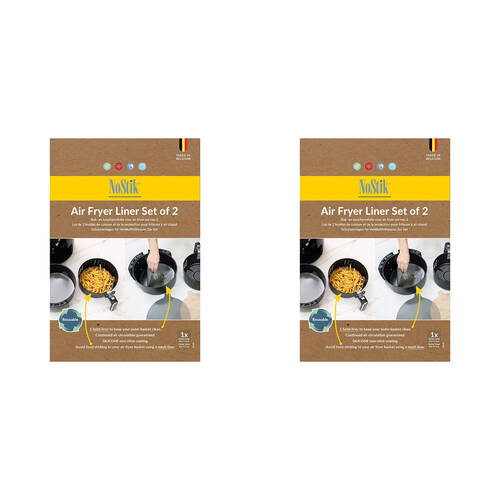 4pc Nostik Silicone+Fibreglass Dual Basket Air Fryer Liner Round Grey