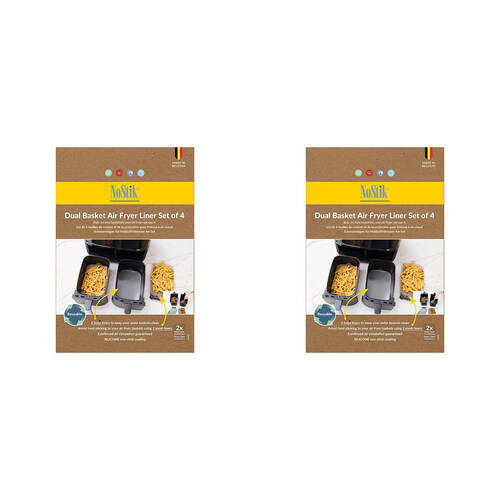 8pc Nostik Silicone+Fibreglass Dual Basket Air Fryer Liner Grey
