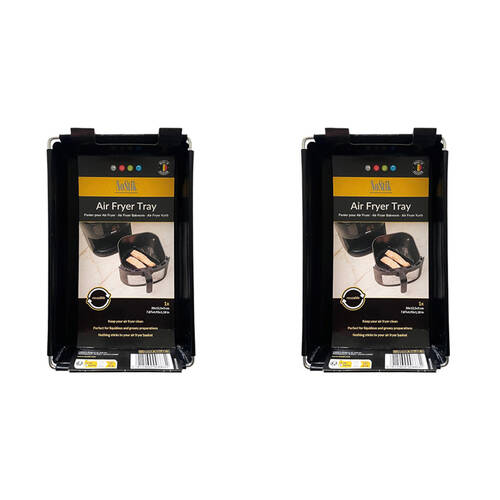 2PK Nostik Reusable Non-Stick Kitchen Air Fryer Tray 20x12.5cm Black
