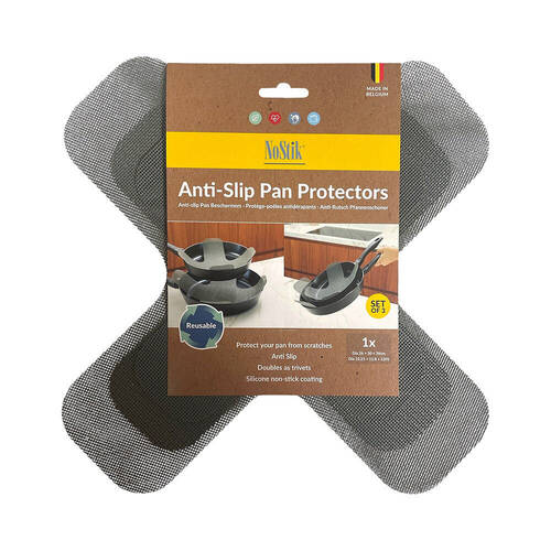 3pc Nostik Reusable Silicone Fibreglass Anti-Slip Pan Protectors 26/30/38cm