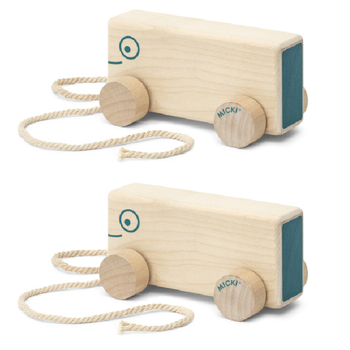 2x Micki Emotions Kids/Children Rectangle Wooden Pull-Along Toy 1y+