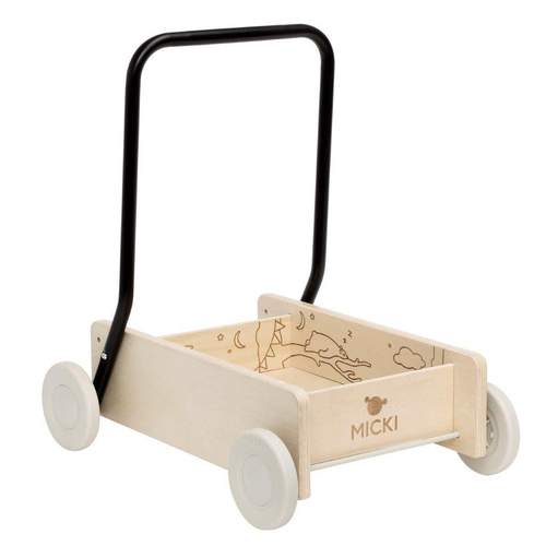 Micki Premium 80cm Wooden Adjustable Walker Toy Baby 6m+ Natural