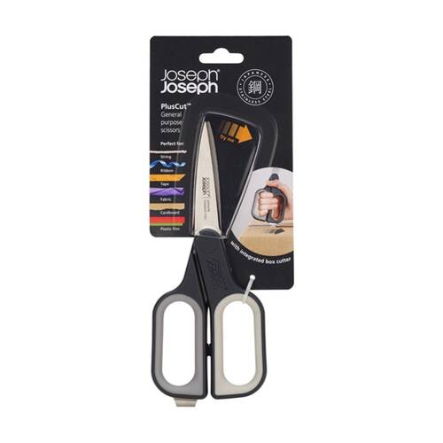 Joseph Joseph PlusCut General Purpose Scissors W/ Box Cutter On Handle Black