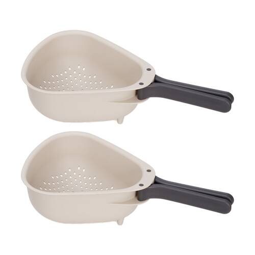 2PK Joseph Joseph Droplet Large Kitchen Colander W/ Folding Handle Cream