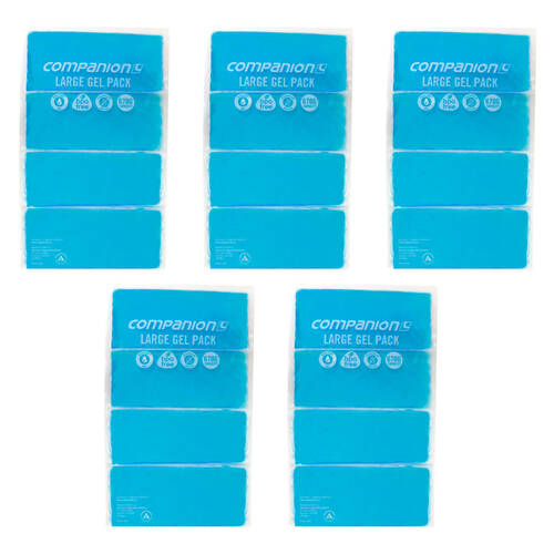 5PK Companion 670g Gel Ice Pack Flexible/Reusable Large 41x24cm - Blue