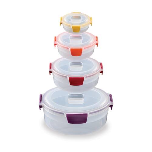 4pc Joseph Joseph Nest Lock Round Airtight Food Container Set Multicolour