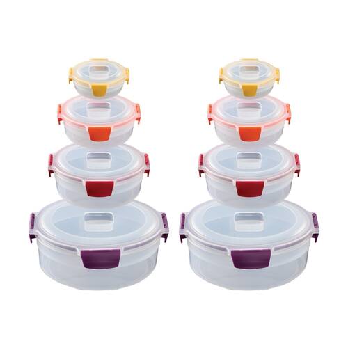 2x 4pc Joseph Joseph Nest Lock Round Airtight Food Container Set Multicolour