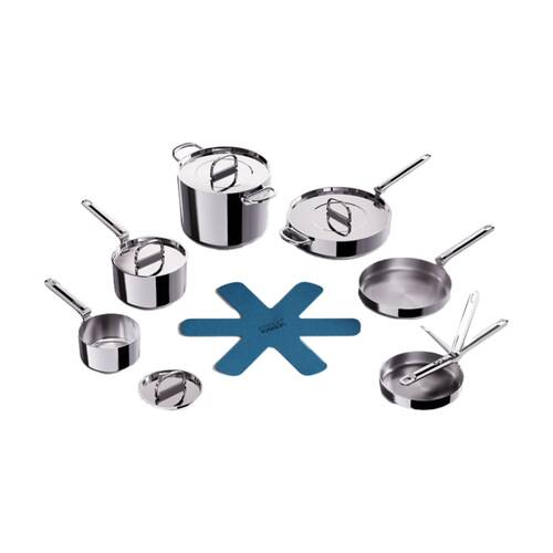 6pc Joseph Joseph Space Saving Induction Cookware Set W/ Foldable Handle Steel