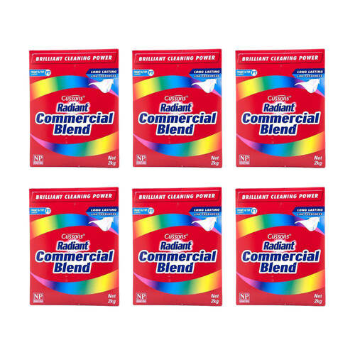 6PK Cussons Radiant Commercial Blend Front/Top Loader Laundry Powder 2kg