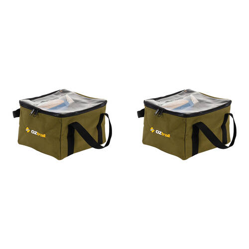 2PK OZtrail Clear Top Canvas Storage Bag Medium 20x22cm - Green