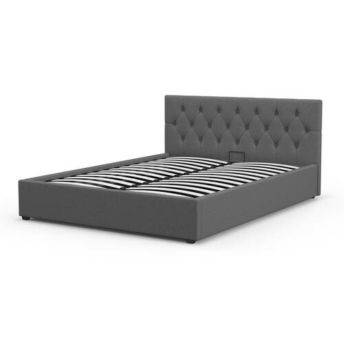 Milano King Capri Luxury Gas Lift Bed Frame w/ Headboard M3 - Grey