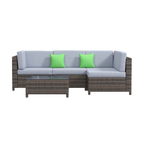 5pc Milano Outdoor PE Wicker Rattan Sofa Set - Oatmeal