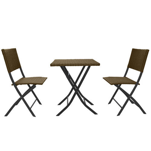 3pc Arcadia Furniture Folding PE Rattan Coffee Set - Oatmeal