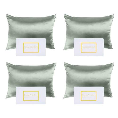 4PK Royal Comfort Mulberry Silk Pillowcase Twin Pack - Size: 51x76cm - Sage