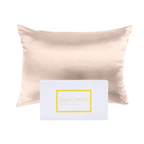 Royal Comfort Mulberry Silk Pillowcase Twin Pack - Size: 51x76cm - Champagne Pink