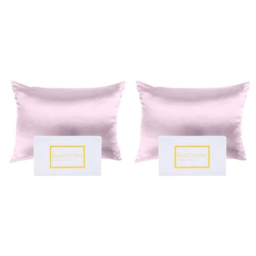 2PK Royal Comfort Mulberry Silk Pillowcase Twin Pack - Size: 51x76cm - Lilac