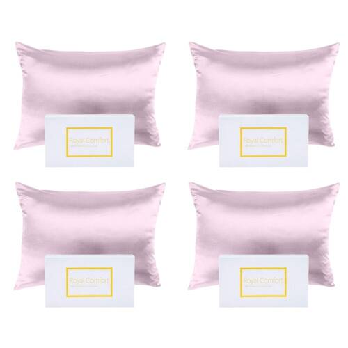 4PK Royal Comfort Mulberry Silk Pillowcase Twin Pack - Size: 51x76cm - Lilac
