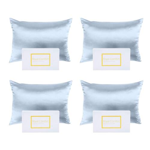 4PK Royal Comfort Mulberry Silk Pillowcase Twin Pack - Size: 51x76cm - Soft Blue