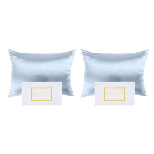 2PK Royal Comfort Pure Silk Pillowcase Single Pack 51x76cm - Soft Blue