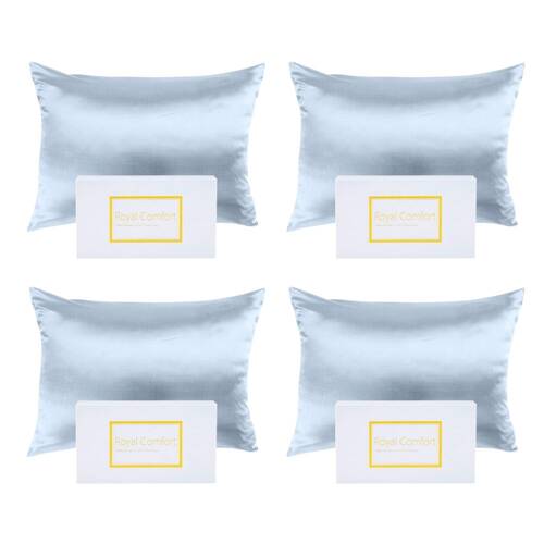 4PK Royal Comfort Pure Silk Pillowcase Single Pack 51x76cm - Soft Blue