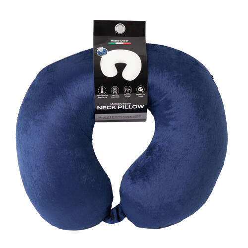 Milano Decor Polyester Memory Foam Travel Neck Pillow 30x30cm - Blue