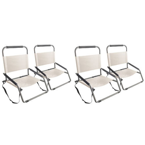 2x 2pc Havana Outdoors Folding Beach Chairs 60x65cm - Natural
