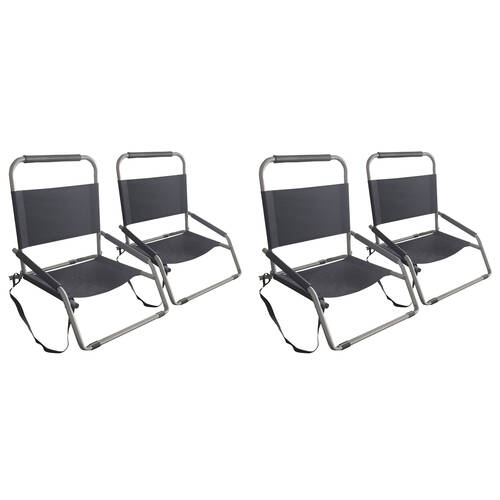 2x 2pc Havana Outdoors Folding Beach Chair 60x65cm - Vintage Black