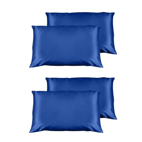 2PK Casa Decor Luxury Satin Pillowcases Twin Pack 51x76cm - Navy