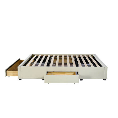 Milano Decor Double Palermo Bed Base w/ Drawers - Cream