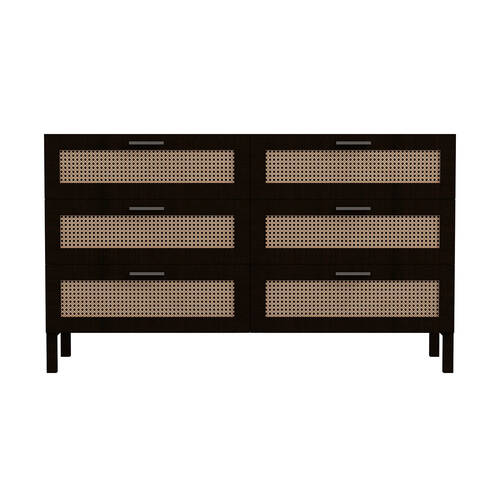 Casa Decor Tulum Rattan Chest of Drawers 145x85cm - Black