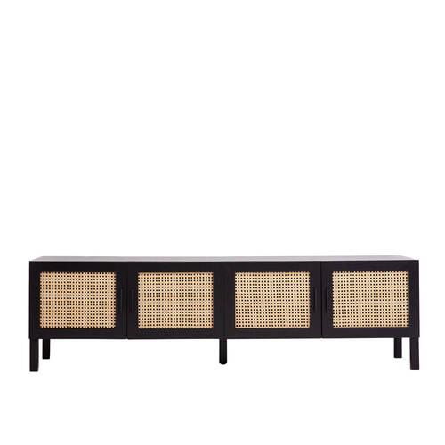 Casa Decor Tulum Rattan Entertainment Unit TV Stand 175x50cm - Black