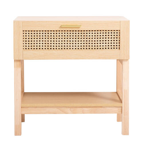 Casa Decor Santiago Rattan Wood Bedside Table 60x60cm - Oak 