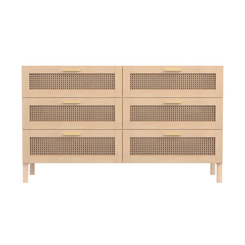 Casa Decor Santiago Rattan Chest of Drawers 145x85cm - Oak