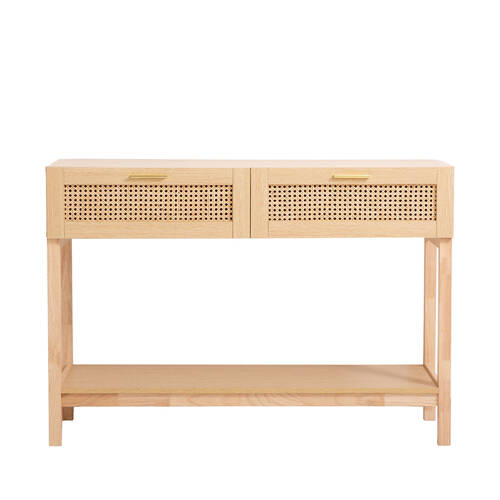 Casa Decor Santiago Rattan Console Table 115x80cm - Oak