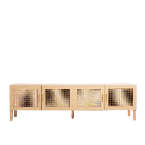 Casa Decor Santiago Rattan Entertainment Unit TV Stand 175x50cm - Oak