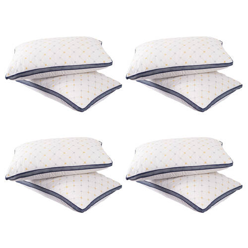 4x 2pc Royal Comfort Luxury Chiro Comfort Air Mesh Pillow 50x75cm - White/Blue