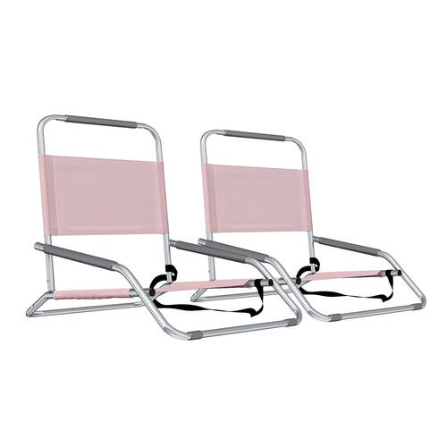 2pc Havana Outdoors Folding Beach Chair 60x65cm - Dusty Rose