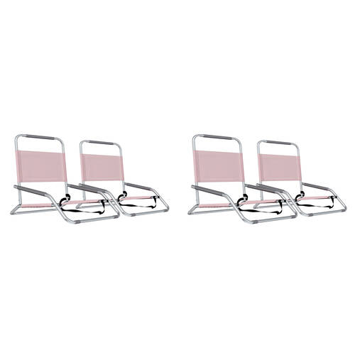 2x 2pc Havana Outdoors Folding Beach Chair 60x65cm - Dusty Rose