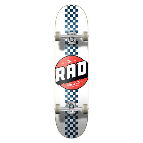 Rad Maple Checker Stripe Skateboard Progressive 19.68x78.74cm - White