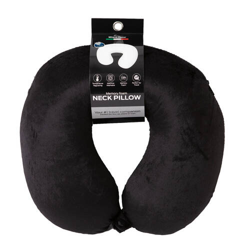 Milano Decor Polyester Memory Foam Travel Neck Pillow 30x30cm - Black