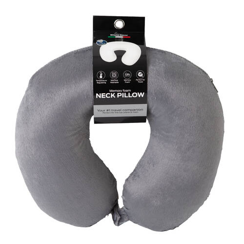 Milano Decor Polyester Memory Foam Travel Neck Pillow 30x30cm - Grey