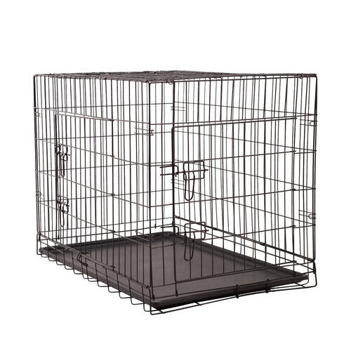 4Paws Foldable Metal Wire Pet Cage w/ ABS Tray 121x82cm - Black
